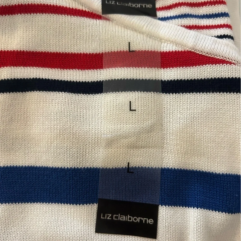 Liz Claiborne Multicolor Striped Tank Top Large Knit Top